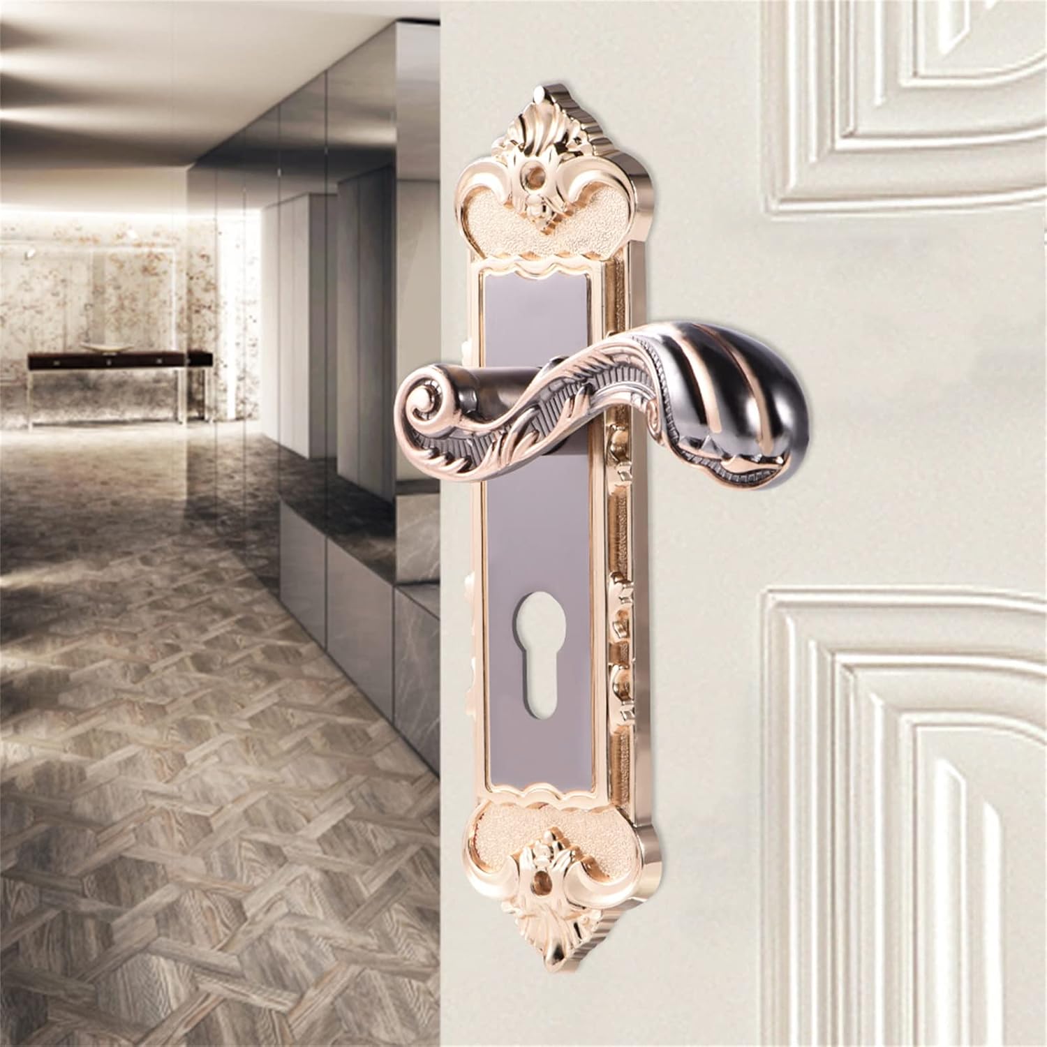 Retro Door Lock Aluminum Alloy Vintage European Door Lock Interior Anti Theft Room Door Lock for Home Office Hotel Gate