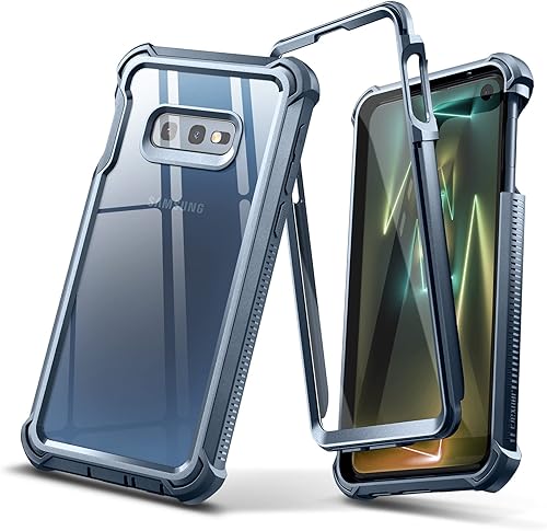 Dexnor Funda para Galaxy S10E con protector de pantalla integrado, transparente, resistente, de cuerpo completo, a prueba de golpes, parte trasera