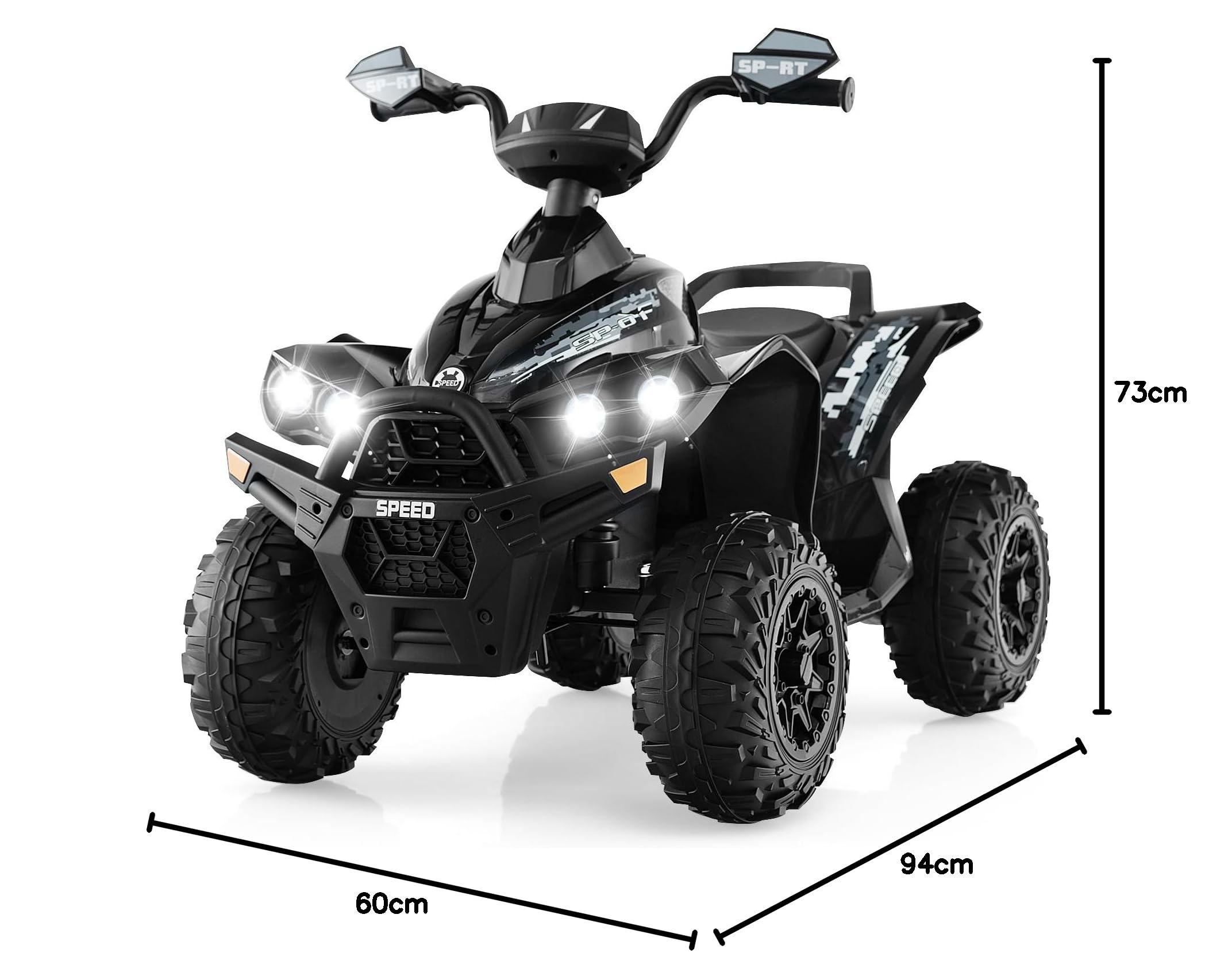 GOPLUS 12V Elektryczny quad dla dzieci, pojazd dla dzieci z reflektorami LED, muzyką i klaksonem, elektryczny samochód z 4 antypoślizgowymi kołami i powolnym startem, dla dzieci w wieku 3–8 lat, do 35
