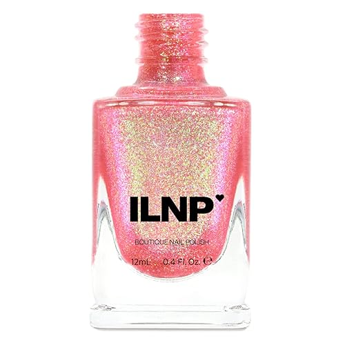 ILNP - Esmalte de uñas holográfico rosado intenso iridiscente, color Pink Flamingo