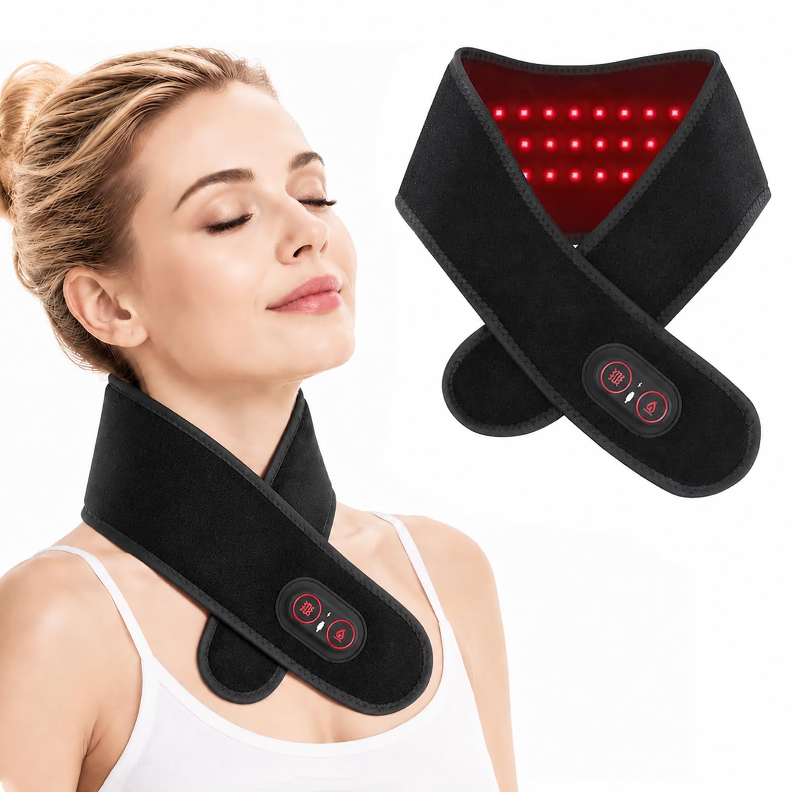 JOYJAR Cordless Neck Heating Pad with Red Light Therapy