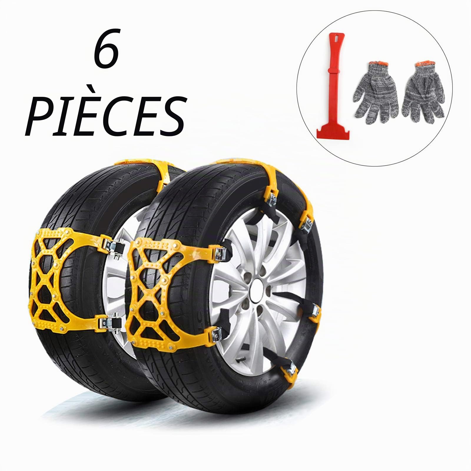 Lot de 6 chaînes de pneu antidérapantes et solides pour pneus de voiture SUV