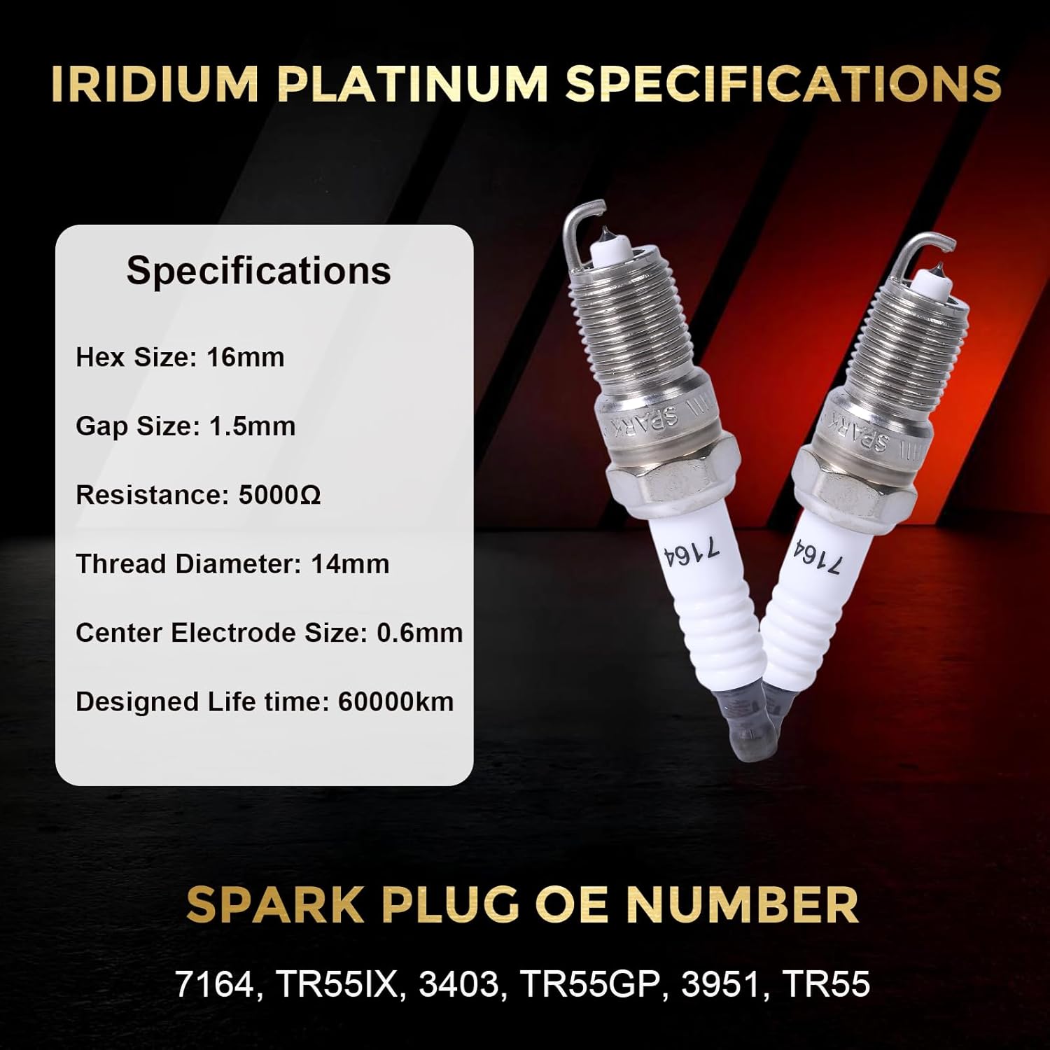 7164 Iridium Spark Plugs Compatible with 1999-2013 Chevy Silverado 1500 4.3 V6 Buick Century LeSabre GMC Sierra Ford Explorer Escape Cadillac Pontiac Mazda Vehicles 3.1L-4.3L Set of 6