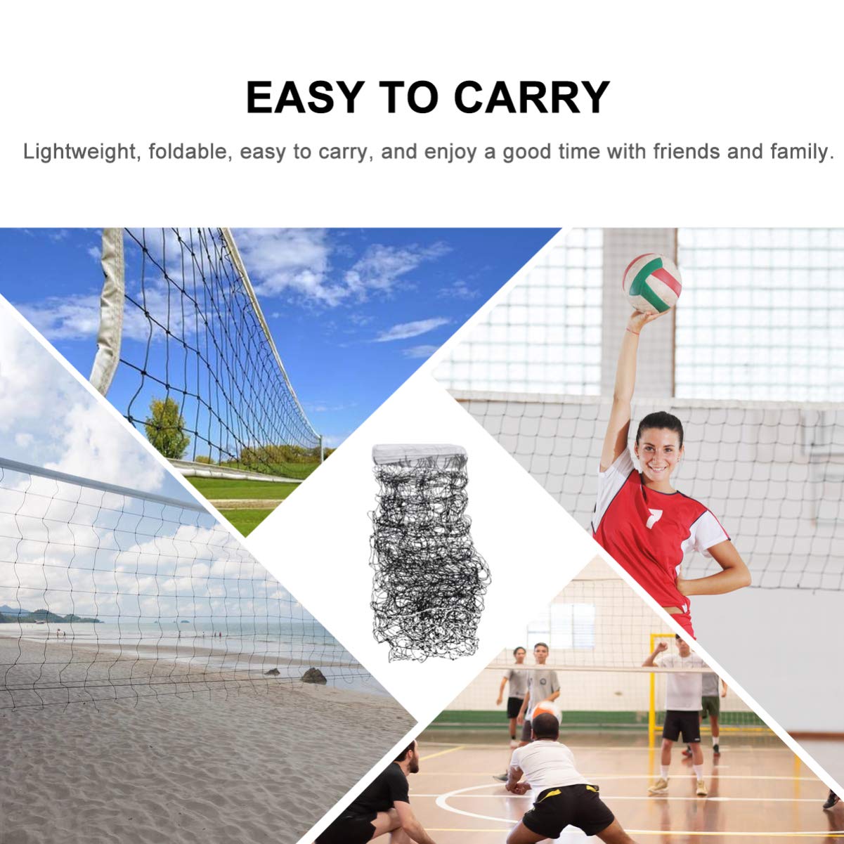 Volleyballnetz Standard Ersatznetz aus Pe, Schwarz, 1 Stück