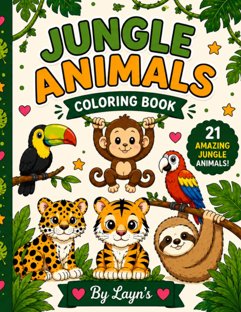 Jungle Animals Coloring Book: 21 Amazing Jungle Animals to Color