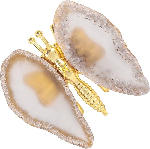 Miniatura 5 de Rockcloud 10 Pcs Agate Light Table Slices Healing Crystals Geode Stones, Set of 2 Agate Slices Butterfly Decorative Ornament Butterfly Stand