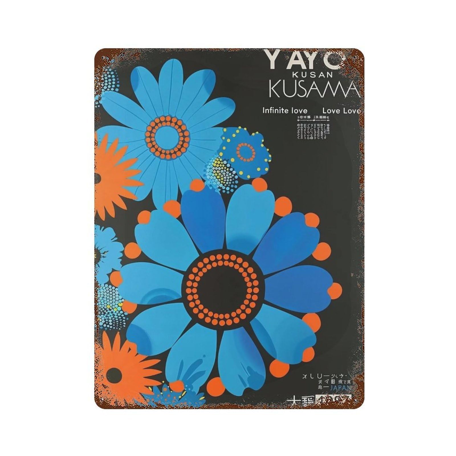 YHGERTKU Yayoi Kusama Flowers 1987 03 Wall Art Retro Iron Vintage Metal Tin Sign Poster Modern Decor for Living Rooms Gift 40x30cm