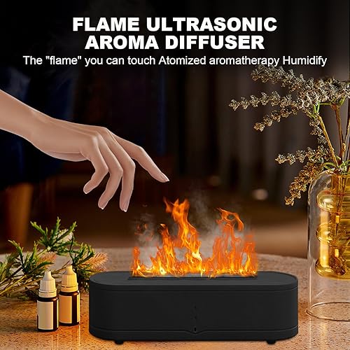 Miniatura 3 de Humidificador de llama de fuego colorido Difusores de aerosol de aceite esencial de aroma de 8.8 fl oz, humidificador ultrasónico de volcán