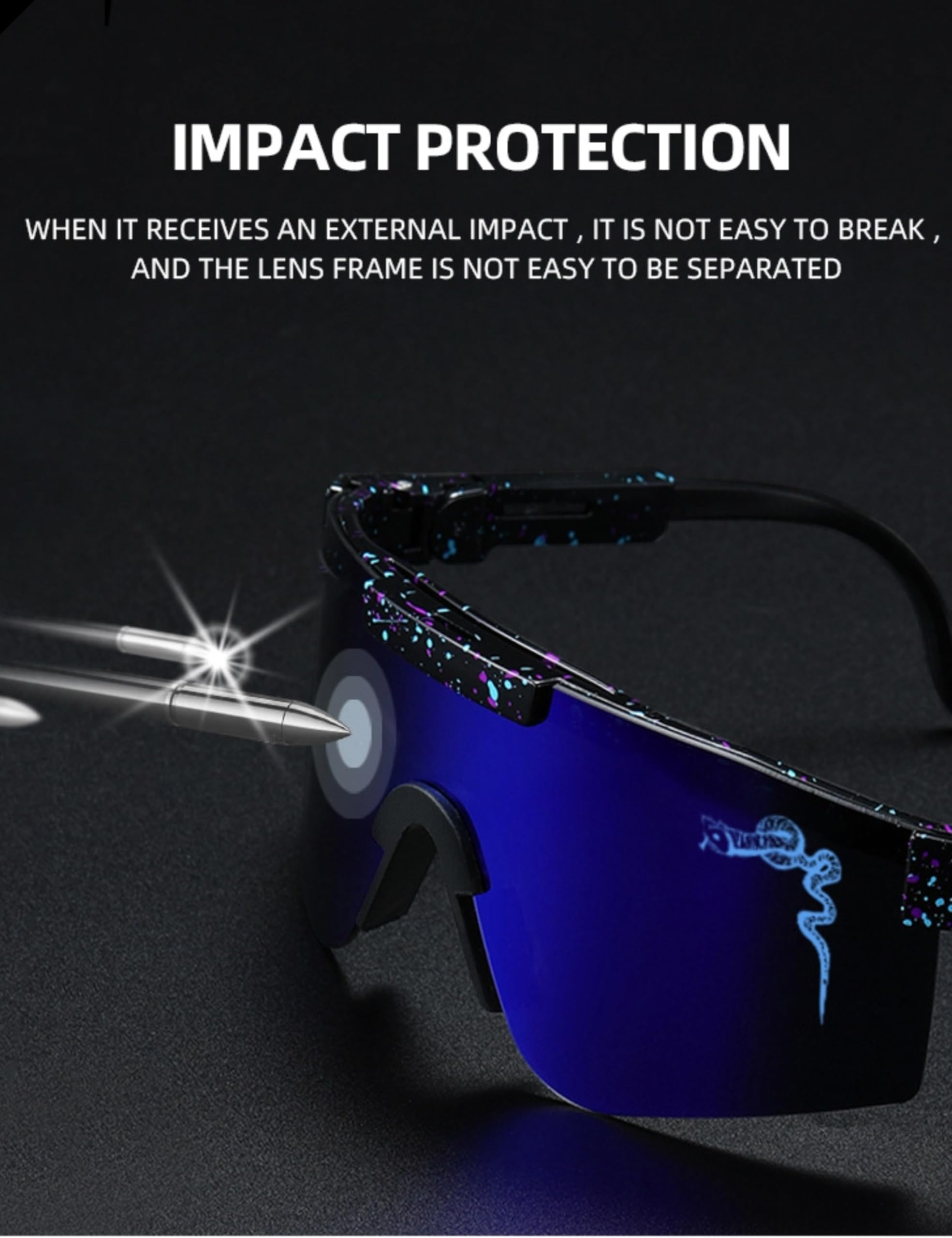 Lunettes de soleil pour le cyclisme et la course à pied - Bras amovibles - Lentille légère en polycarbonate - Lunettes de sport en plein air - Plusieurs couleurs