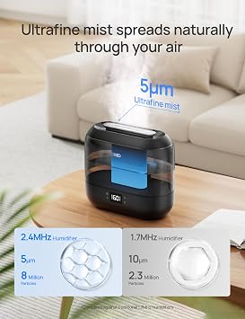 DREO Smart Humidifier for Bedroom Baby, 4L Cool Mist Humidifiers for Home, 28dB Quiet Humidifier, LED Display, Humidity Sensor, Oil Diffuser, 36H Runtime, Nightlight, Top Fill, Touch/APP/Voice Control | Top Fill, Quiet Sleep 28 dB, 36H Runtime for large room, Touch/APP/Voice Control, Nightlight, ideal for Baby, Plants, Nursery