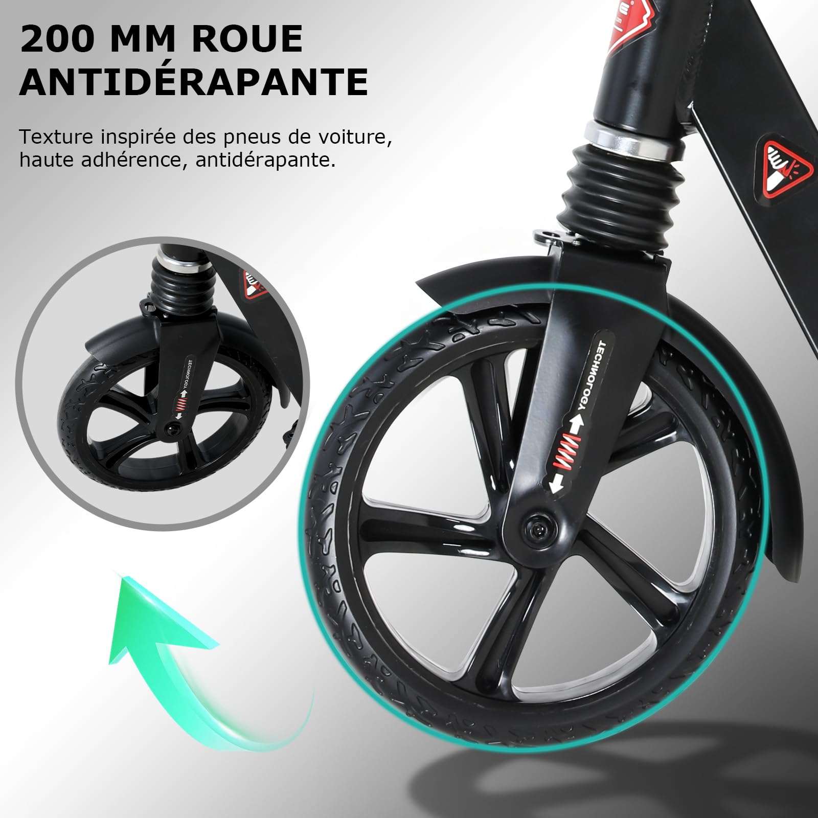 ISE Trottinette Pliable 2 Roues en Aluminium,Hauteur de Guidon Réglable,Double Système d'absorption de Choc & Freinage,Grande Roue avec Pneu Antidérapant,pour Adultes et Adolescents de 12 Ans à 100kg