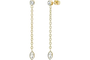 Gold Dipped Cubic Zirconia Dangle Hook Earrings