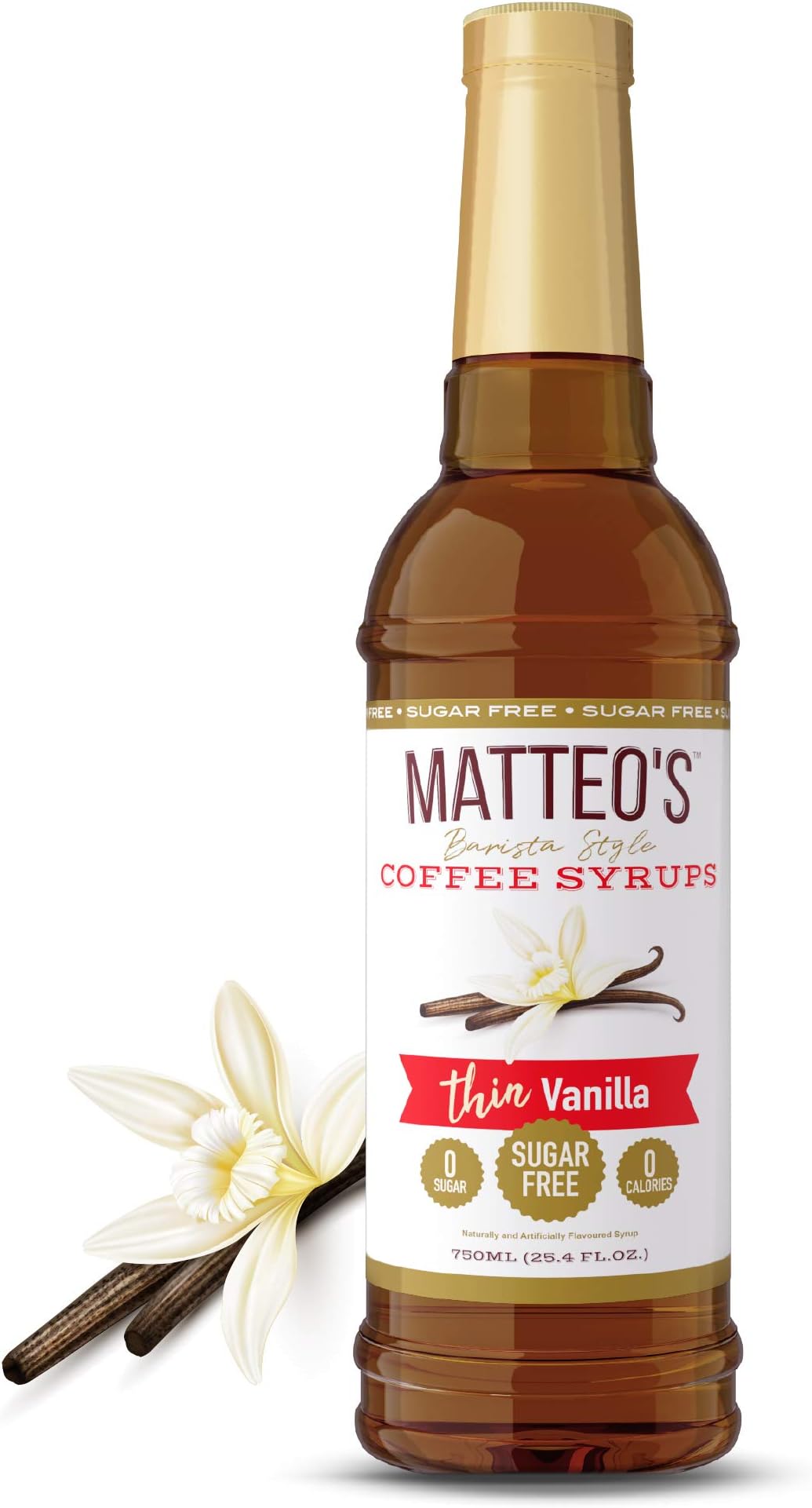 Sugar Free Coffee Flavoring Syrup, Vanilla, Delicious Coffee Syrup, 0 Calorie, 0 Sugar Coffee Syrups, Keto Friendly, 25.4 Oz, 1-Pack