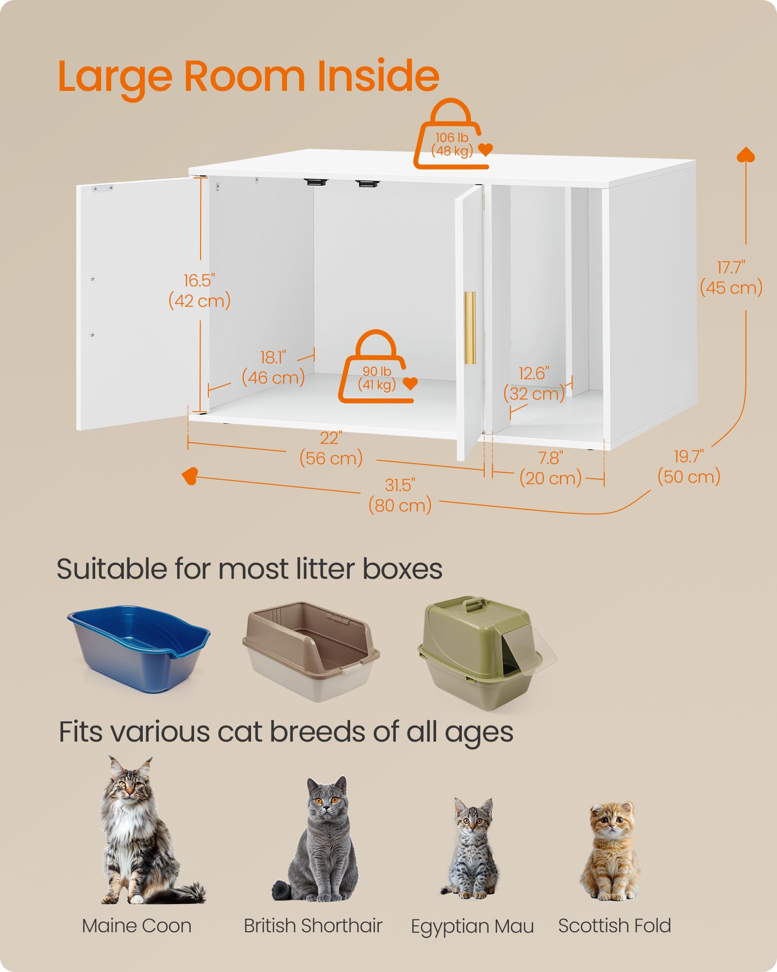 Feandrea Cat Litter Box Enclosure - Stylish & Private -6 Feandrea Cat Litter Box Enclosure - Stylish & Private -6