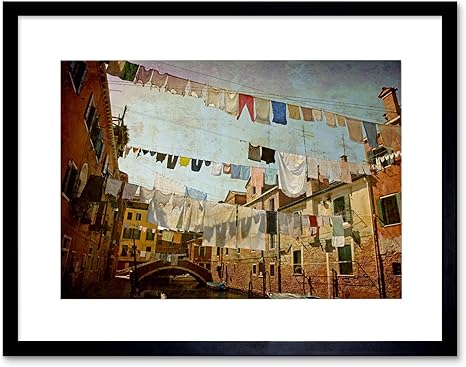 Amazon Clothes Lines Venice Washing Line Laundry Picture Framed Wall Art Print ベニス画像壁 アートフレーム ポスター オンライン通販