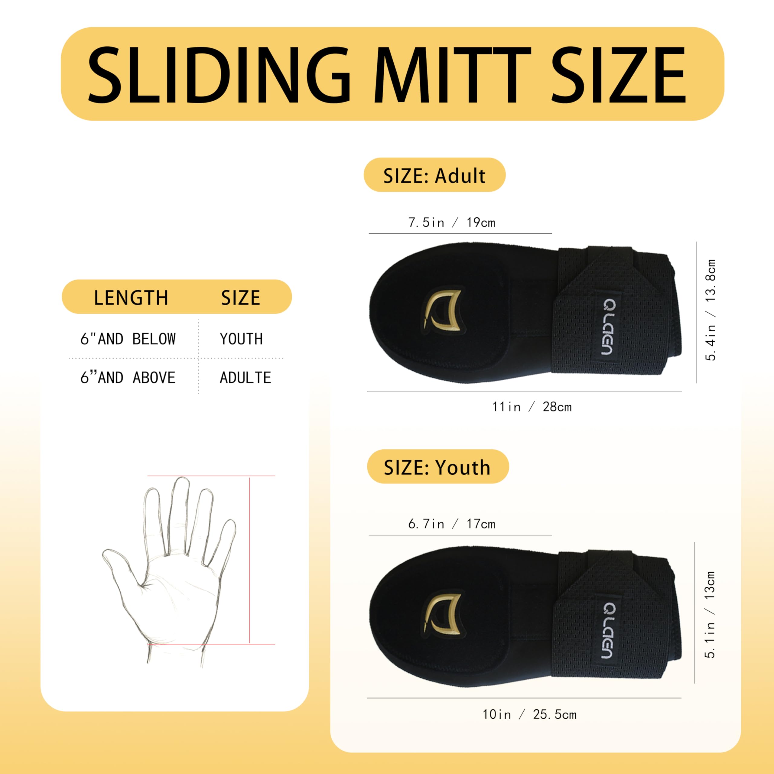 QLAEN Baseball Sliding Mitt - Protective Hand Guard For Base Running In Baseball & Softball