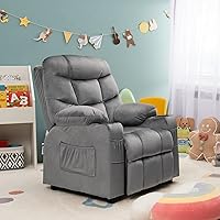 Vista 10 de Costzon Silla Reclinable para Niños con Portavasos, Silla de Descanso de Terciopelo Ajustable con Reposapiés y Bolsillos Laterales para Habitación
