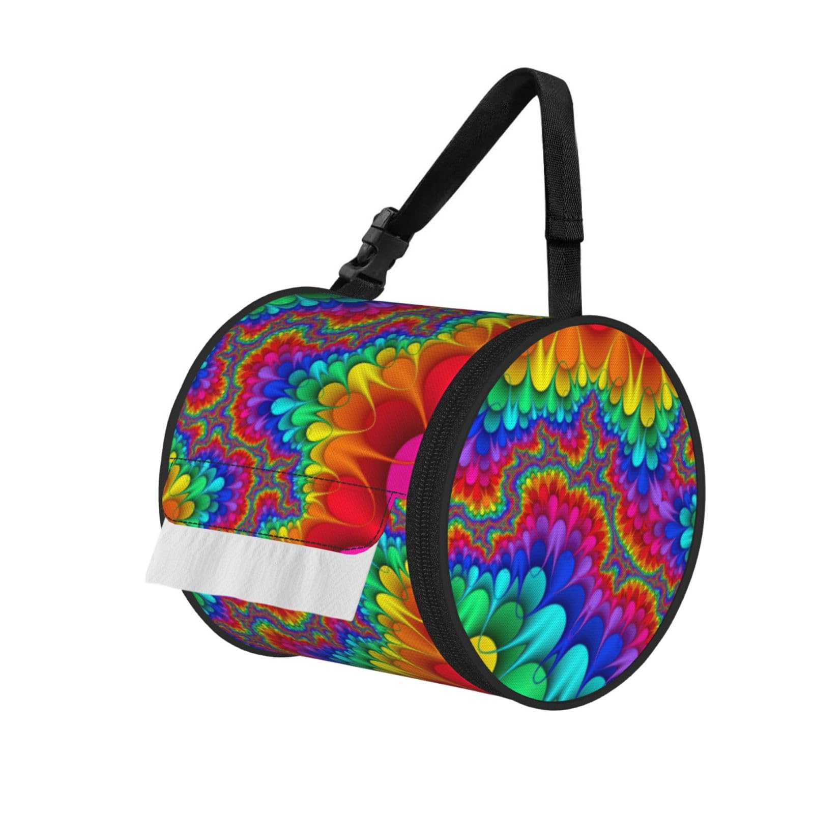 Rainbow Tie Dye-Red Print Fashion Tissues Organizer Box, Hanging Tissue Holder For Purse Coins For Car Office Daily Outing