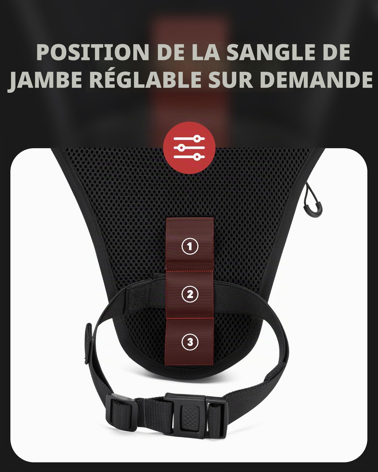 ROCKBROS Sac de Jambe de Moto, Poches de Hanche Ajustable et Durable, Pochette de Jambe de Moto, Noir