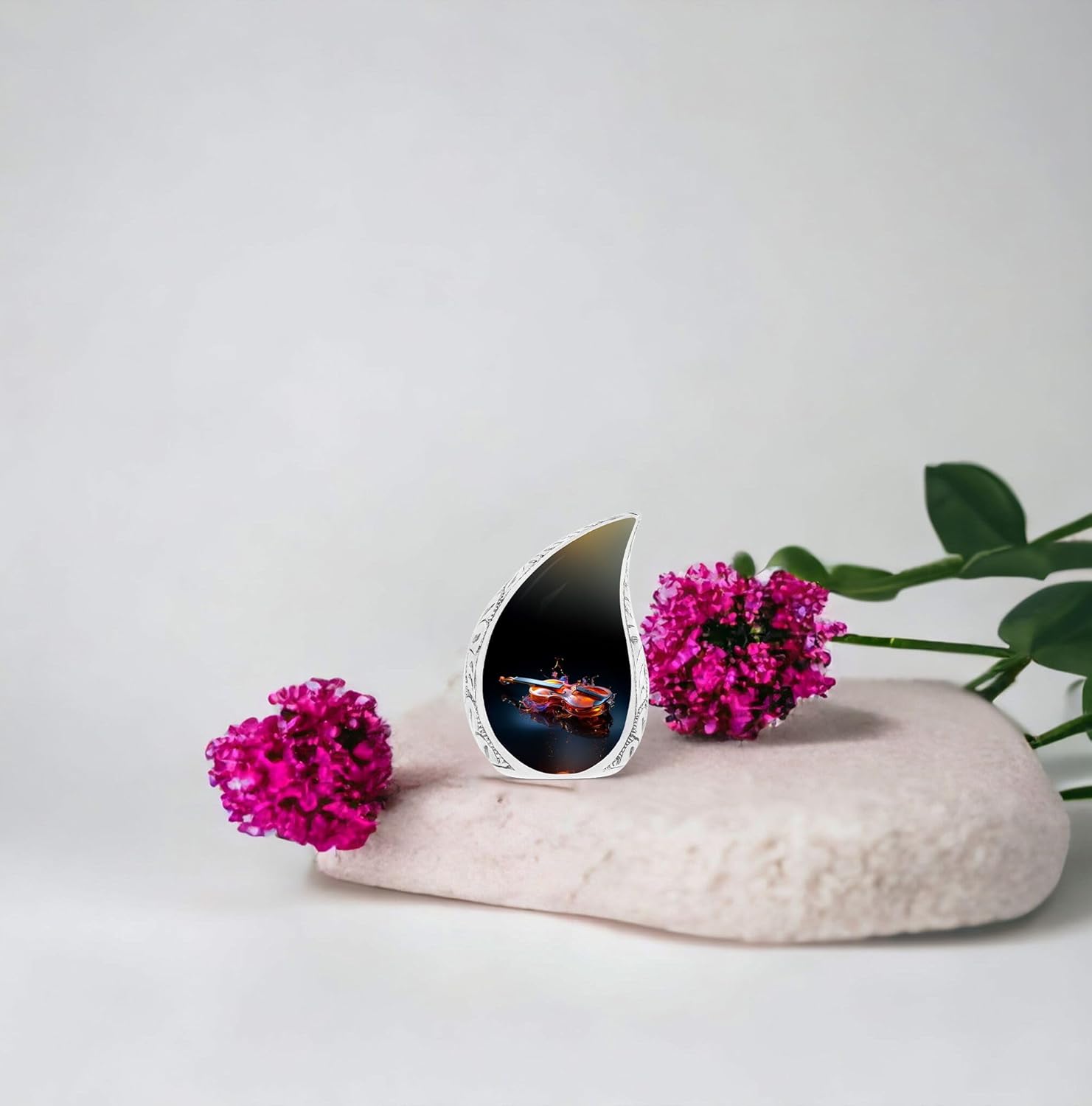 Fiery Violin Melody Teardrop Urns for Human Ashes - Small, Miniature, Tiny 3 Inch Urns for Adults - Cremation Keepsakes