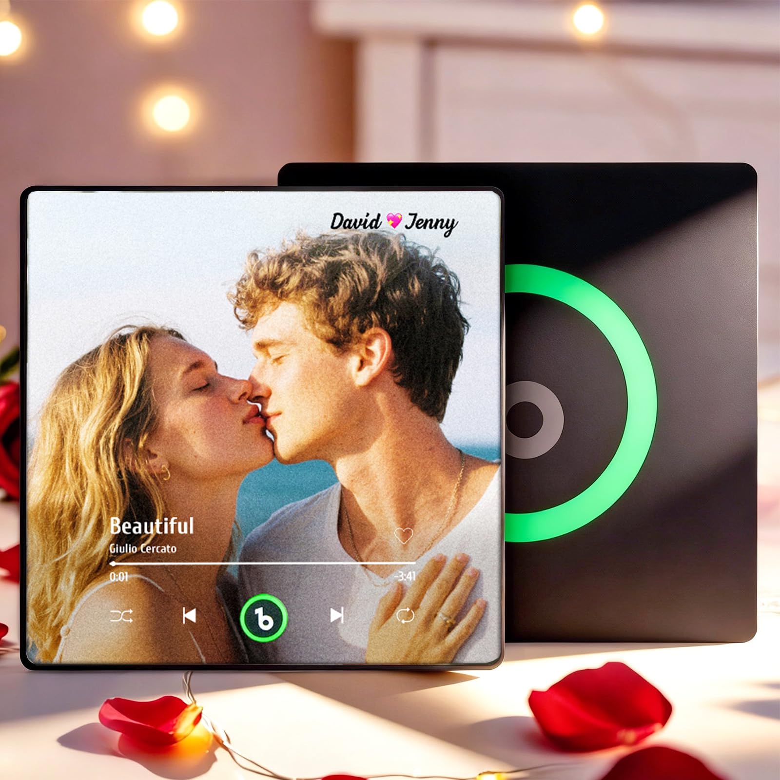 Custom Music Fridge Magnet Personalised Gifts for Women Men Spotify Plaque Magnetic Photo Frames for Fridge Gifts for Valentines Wedding Anniversary Birthday for Him Her Wife Husband Couple