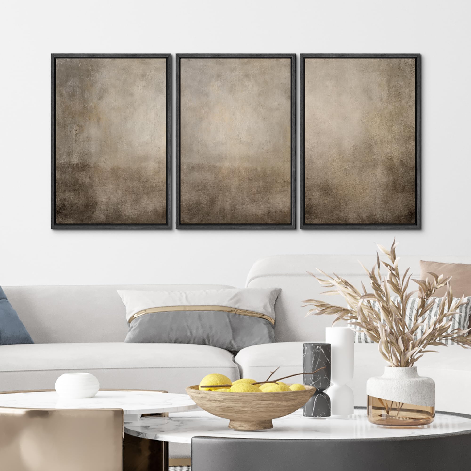 mudecor framed wall art print set neutral abstract landscape illustrations modern art boho decorative colorful chic for living room, bedroom, office - 16"x24"-3 black