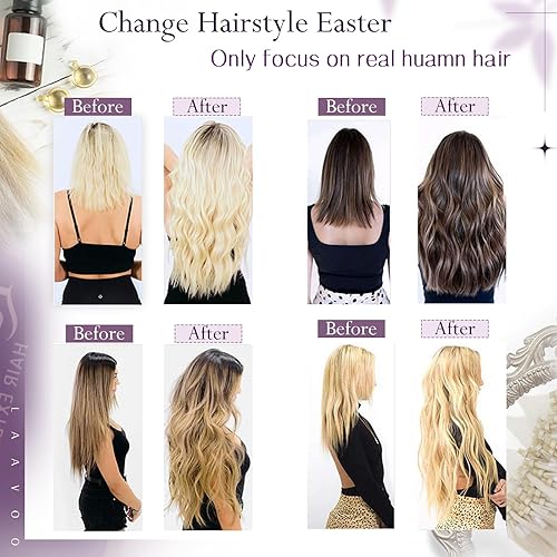 Miniatura 6 de LaaVoo Micro Link Extensiones de cabello humano negro azabache, extensiones de cabello de micro cuentas de fusión fría, 24 pulgadas, extensiones de