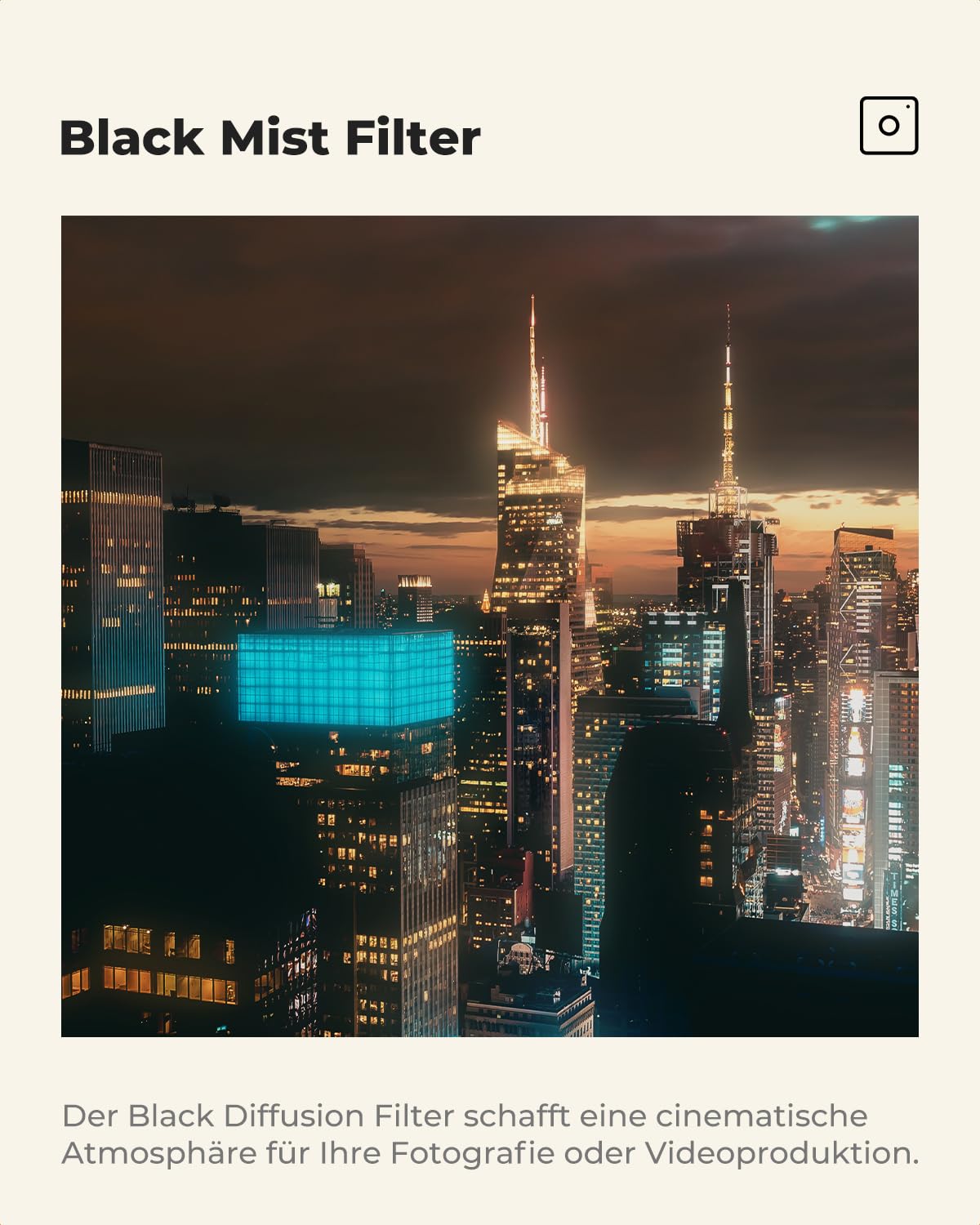 K&F CONCEPT Filter Black-Mist 1/4 Filter 77mm Black Promist 1/4 aus Optisches Glas mit Nano-Beschichtung für Videoaufnahmen/Portraitfotografie (Nano-Xcel)