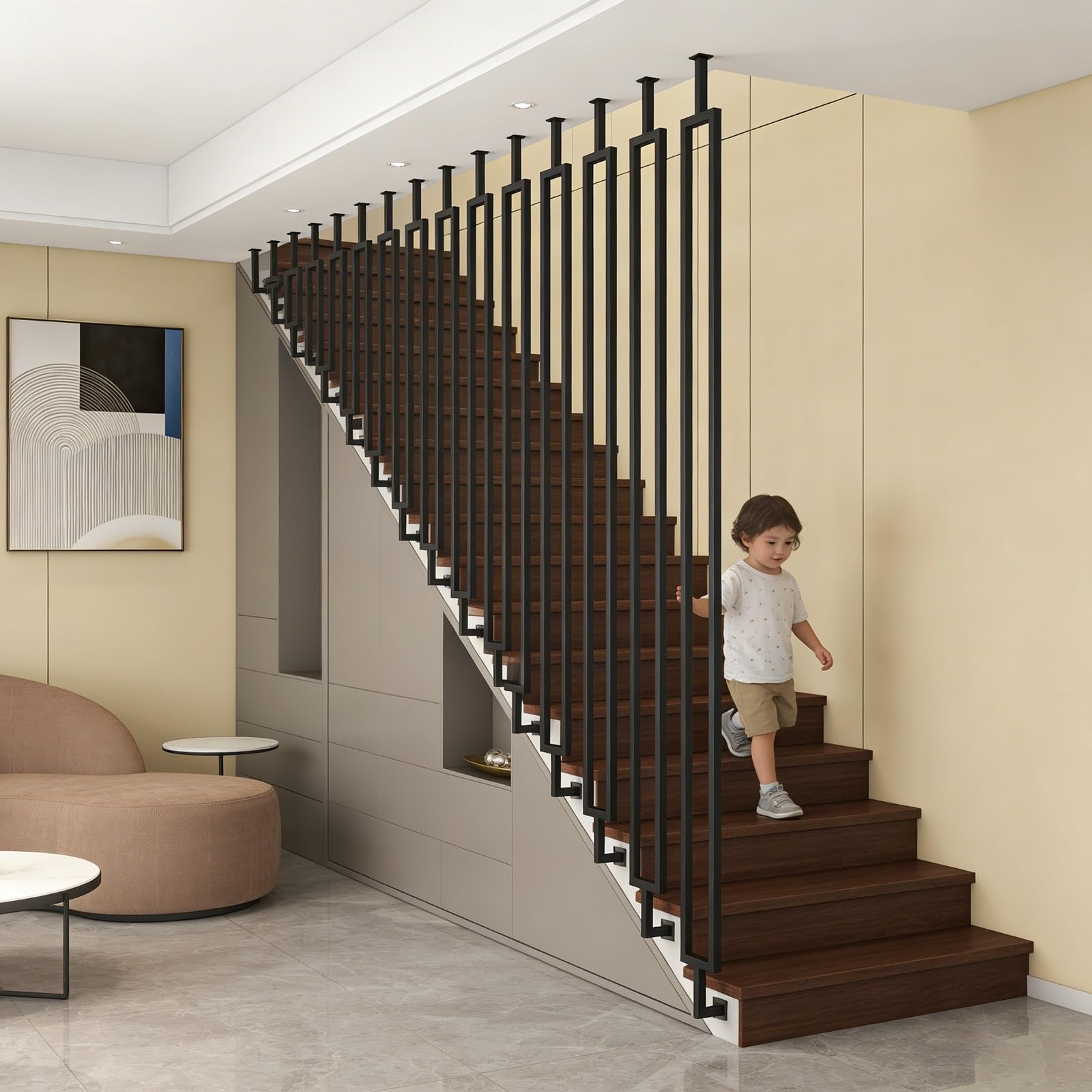 Balustres d'escalier en métal modulables pour rampe et garde corps incliné