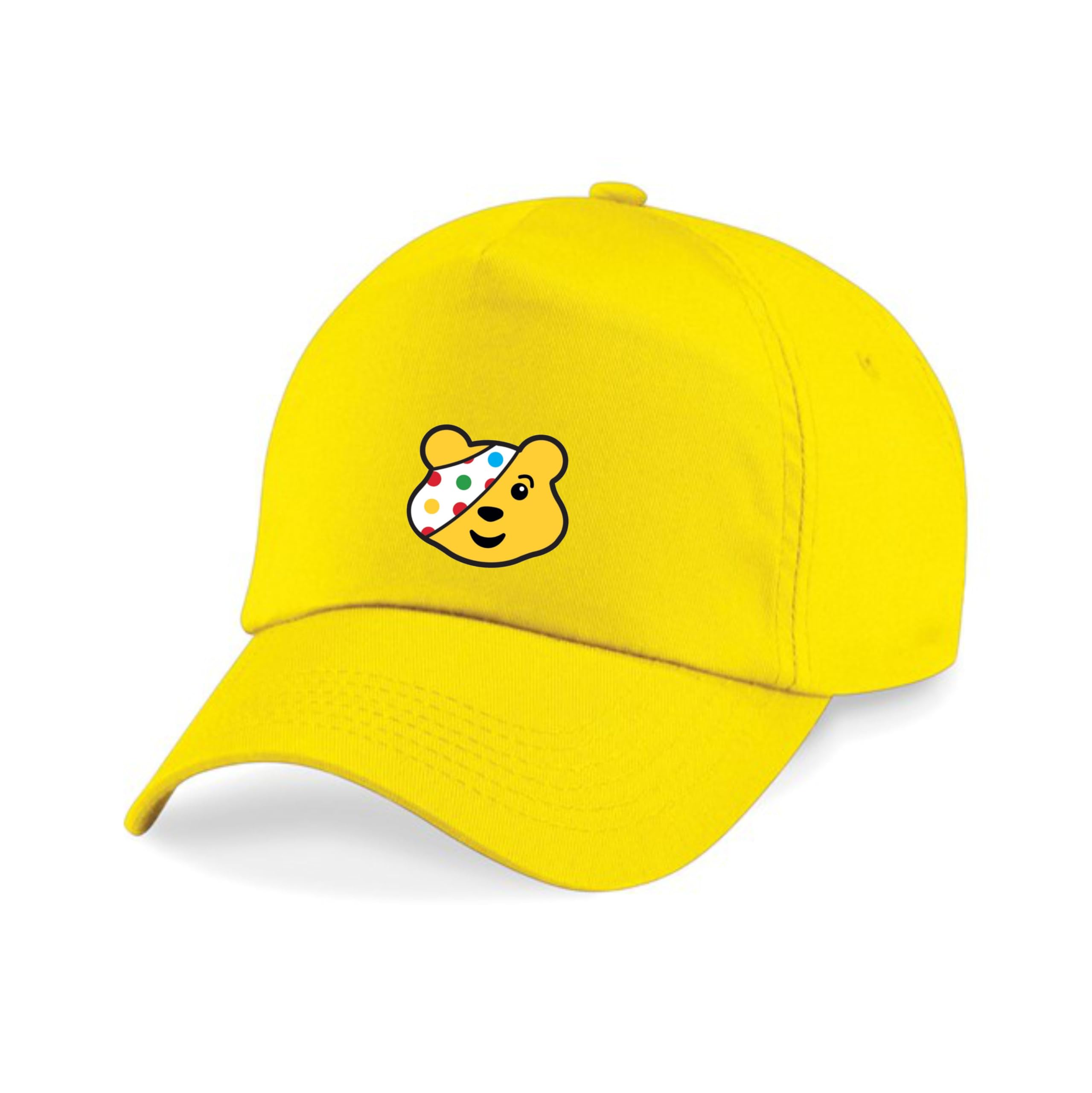 Show Your Spots Pudsey 2025 P-Cap, Support Bear Charity Fundraiser Hat, Spotty Day Adjustable Baseball Cap UK (Yellow)