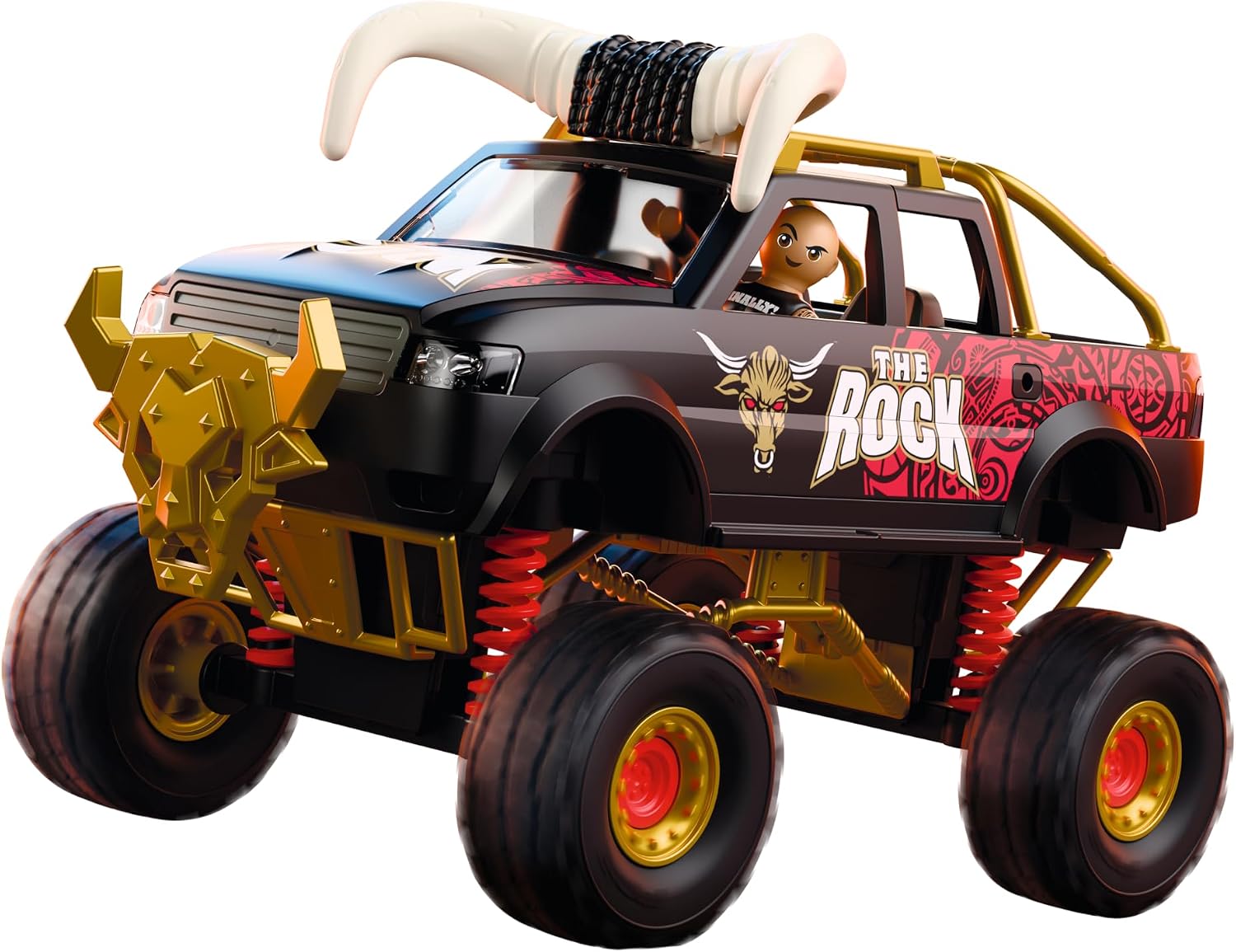 PLAYMOBIL | WWE® | The Rock Monster Truck | Monster Truck z zawieszeniem, rogami i figurką Rock | Dla fanów od 5 lat | 71955