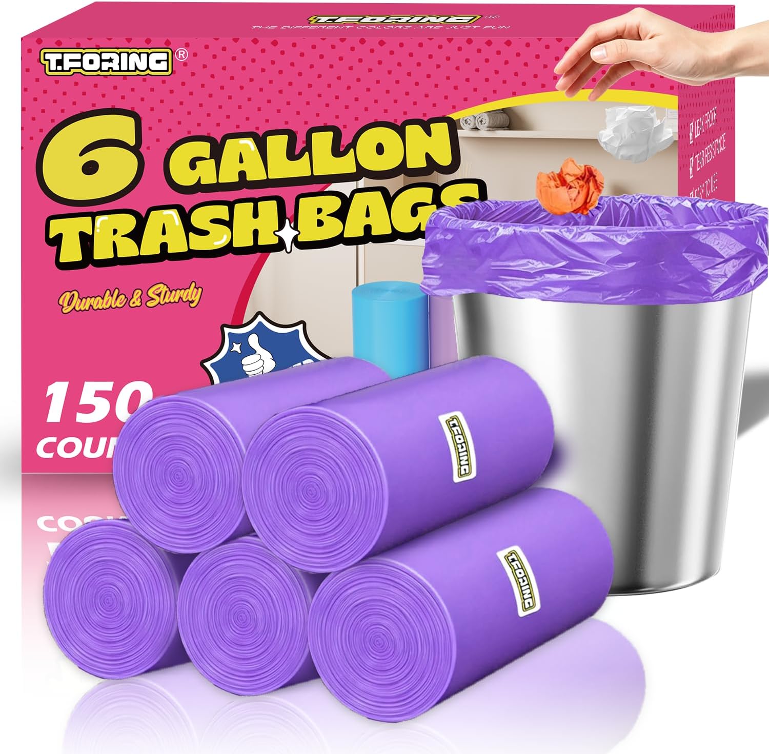 Medium 8 Gallon Trash Bags Unscented, 0.94 Mil, Colored, 300 Count thumbnail