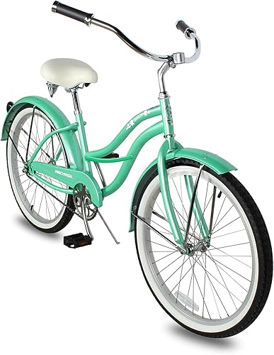 Vista 93 de MICARGI Bicicleta híbrida para adultos de 24/26 pulgadas, bicicleta híbrida de 1/7 velocidades para mujeres, hombres, personas mayores, bicicleta