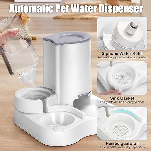Miniatura 3 de Alimentador para mascotas 2 en 1 y dispensador de agua, dispensador automático de alimentos y agua para gatos, alimentador de gravedad para perros