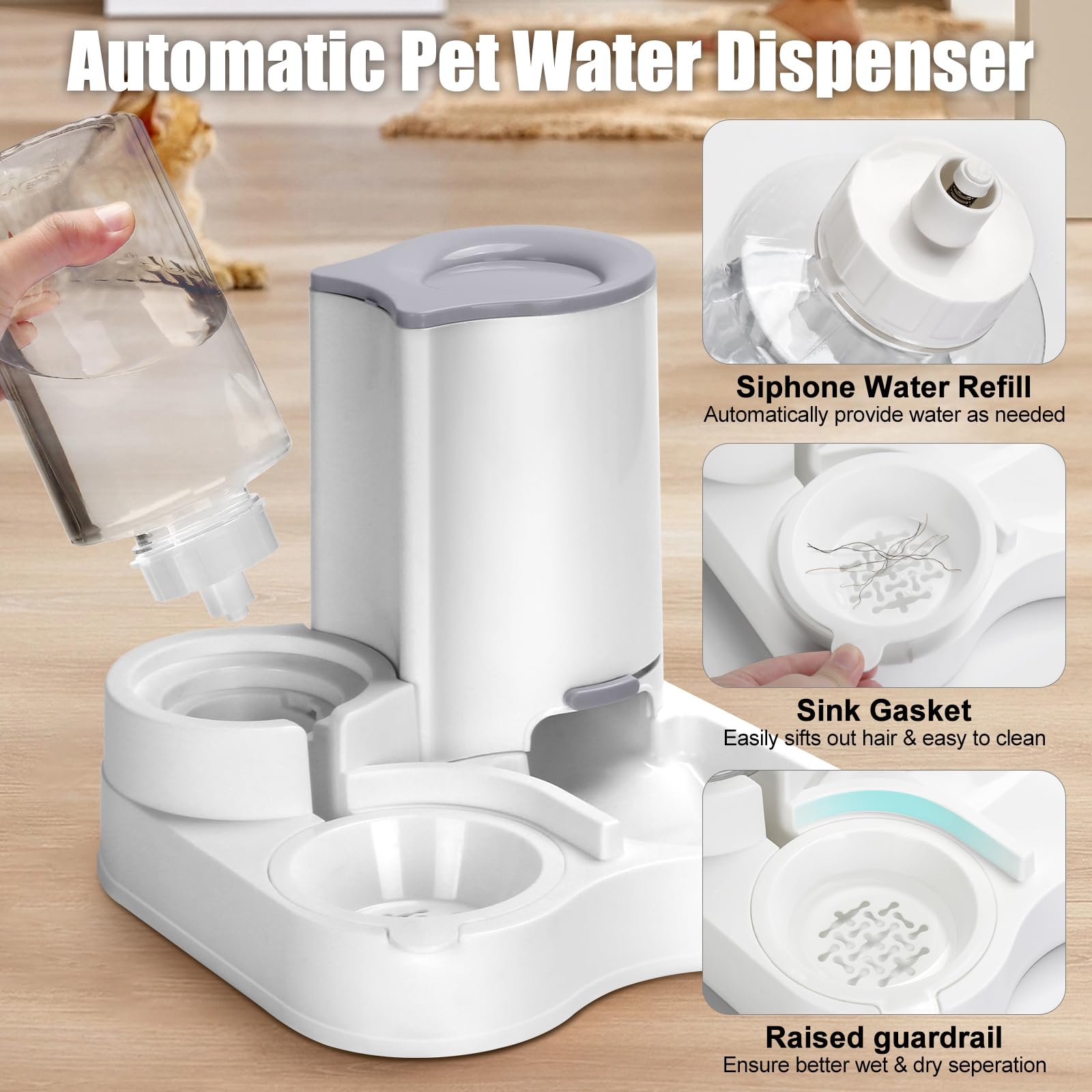 Distributeur d'eau et d'alimentation 2 en 1 pour animaux de compagnie, distributeur automatique de nourriture et d'eau pour chat, animal domestique de petite et moyenne taille