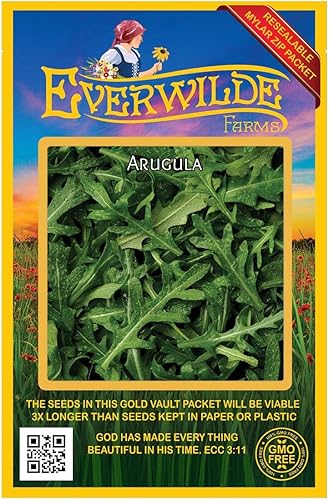 Everwilde Farms - 2000 semillas de hierbas de rúcula - Paquete de semillas jumbo Gold Vault