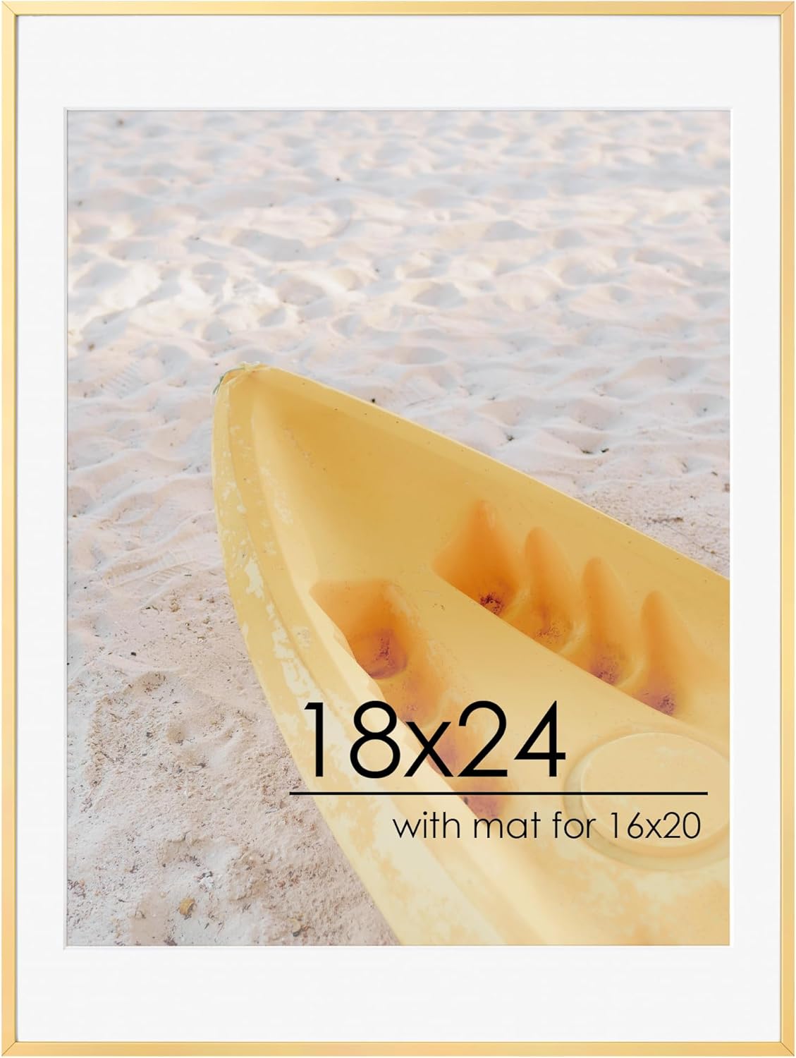 18x24 Metal Picture Frame For Wall With Mat For 16x20, 18''x24'' Aluminum Photo Frames With Tempered Glass For Home Decor, Minimalist Modern Poster Frame Horizontal And Vertical Formats, Gold Gold 18''x24''-1P Real Glass