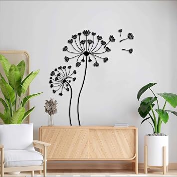Idadey Metal Dandelion Wall Decor, Dandelion Wall Art, Flower Wall Decor, Dandelion Decor, Minimalist Dandelion Wall Sculptures Home Decor, Wall Decor Living Room, Bedroom Black, 30"x21"|76x53cm