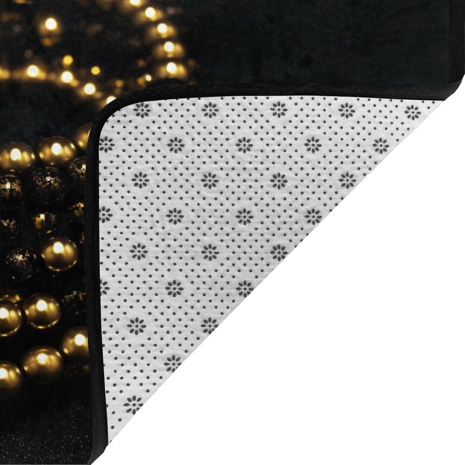 Flannel Non-Slip (Gold Black) Rug Pad 80×50in Soft Washable Protective for Hardwood Floors Bedroom Bathroom Living Room