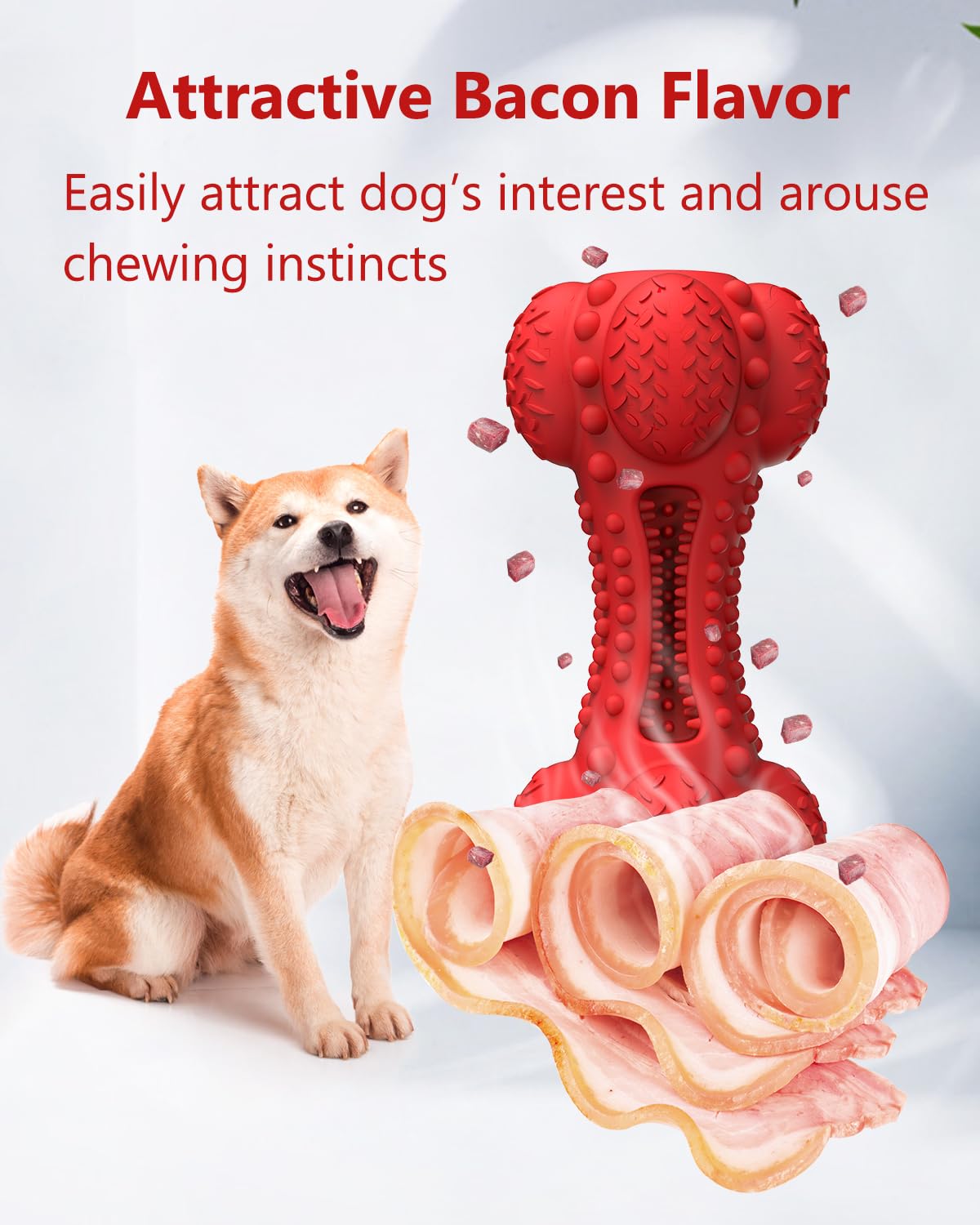 SCHITEC Lot de 2 jouets couineurs à mâcher pour chiens agressifs de grande race, os interactifs en caoutchouc pour chiens de grande et moyenne taille
