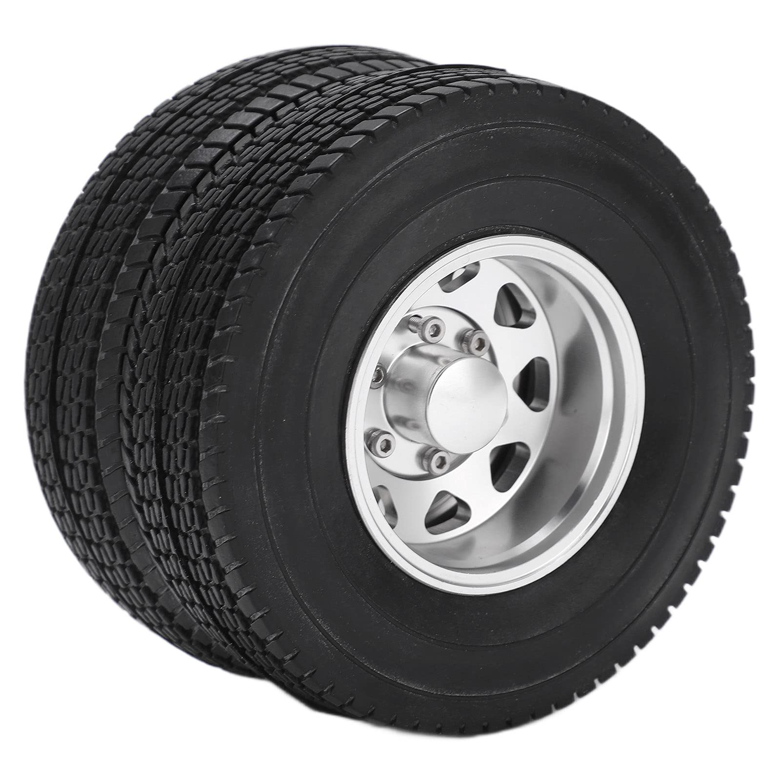 RC-Legierungs-Hinterradnabenfelgen mit Gummireifen für Traktor (Silver)