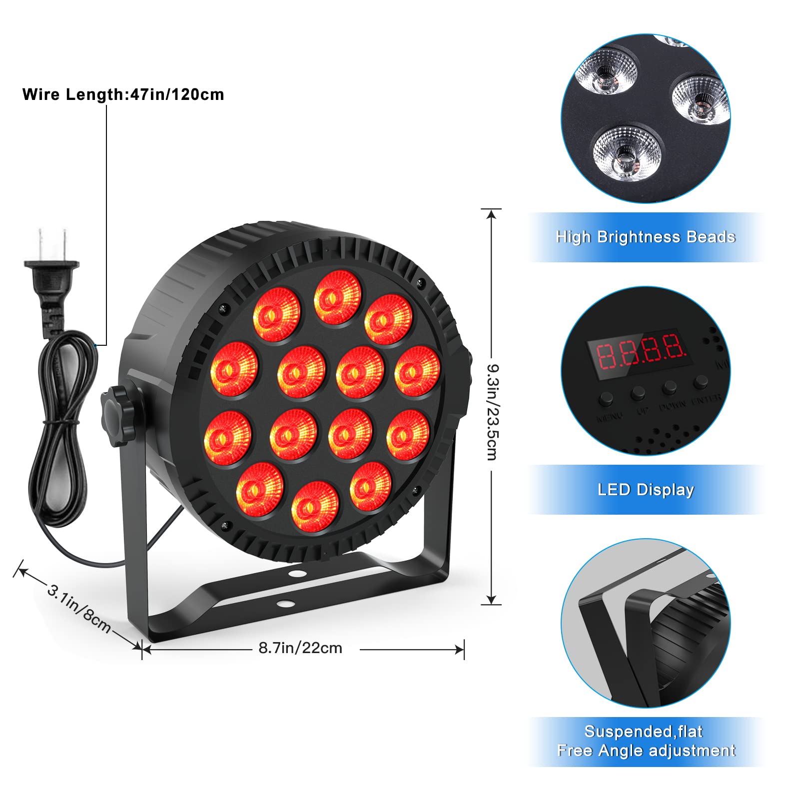 Stage Lights, 4 Pack U`King LED Par Lights RGBW DJ Stage Lighting 14x6W