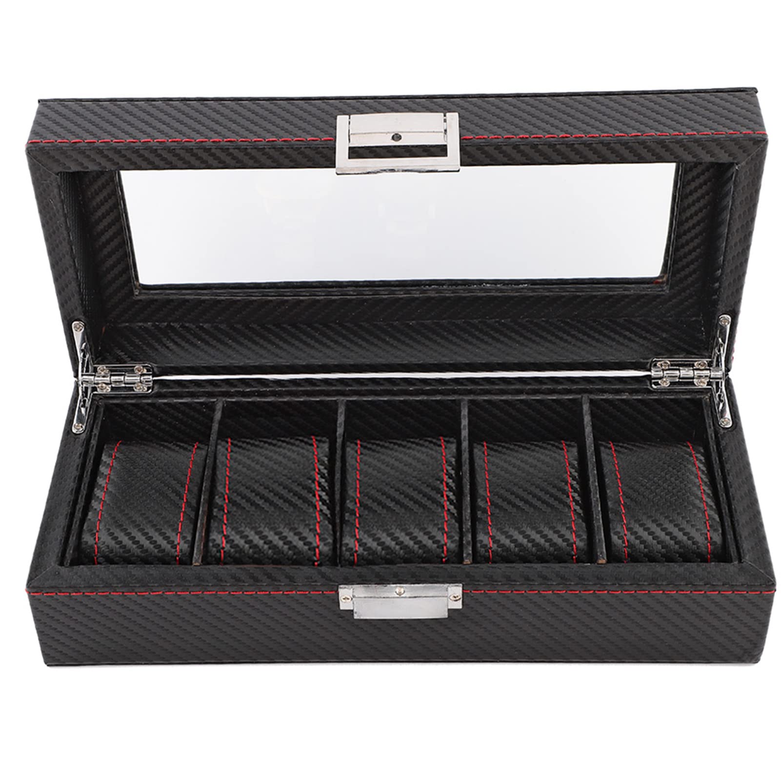 Boîte de montre à 5 fentes, boîtier en Fiber de carbone, présentoir de bijoux, rangement