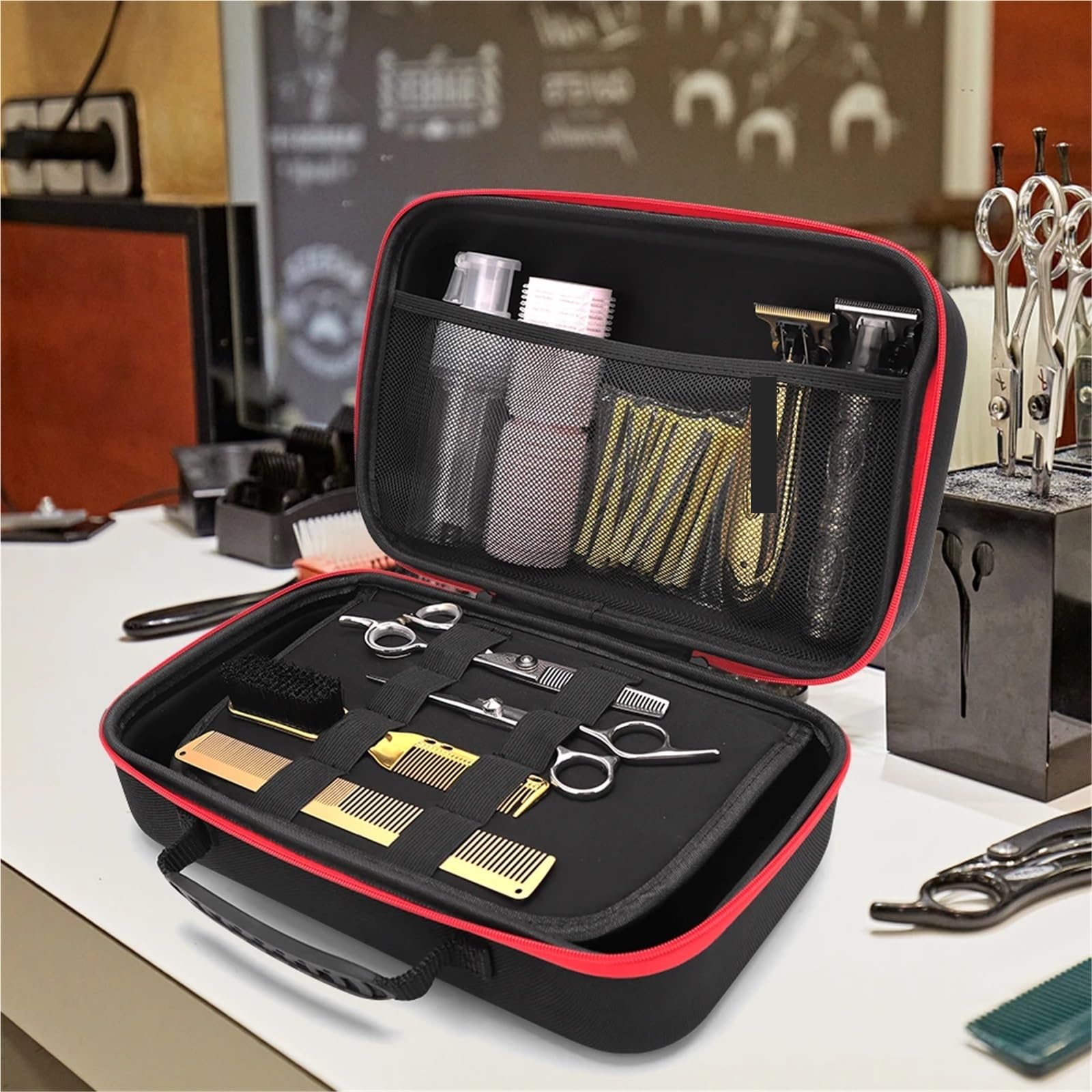 Friseur Werkzeugtasche Barbershop Friseur-Werkzeugtasche, Aufbewahrungstasche for Haarschneidemaschinen, Haarnadeln, Haar-Styling-Werkzeug, Aufbewahrungstasche, professioneller Salon, tragbare Werkzeu