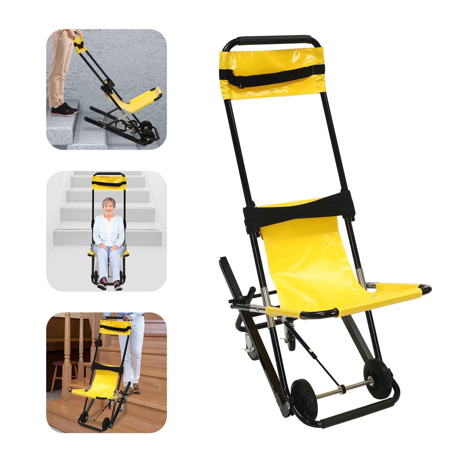 Manual Lift Stair Chair, Portable Aluminum Alloy Folding Transportation Stair Chair,for Daily Transfer Evacuation Chair to Assist Moving Elderly Lift Chair, 350 lbs Weight Capacity USA STOCK
