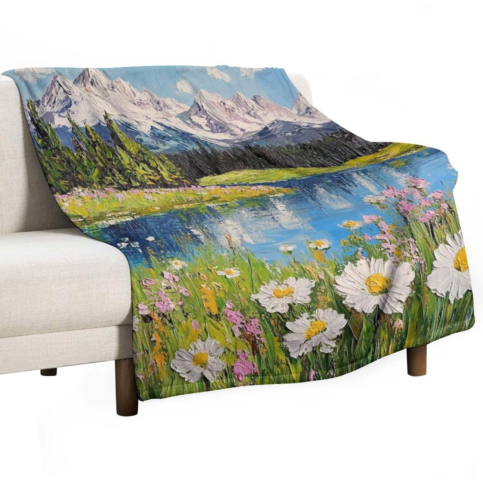 YHGSREUOH Valley Bloom Serenity (4) Flannel Blankets Fleece Soft Throw Lightweight Plush Gifts for Couch, Bed, Cozy Sofa Plush, Chair, Lovers 138x175cm(55x70in)