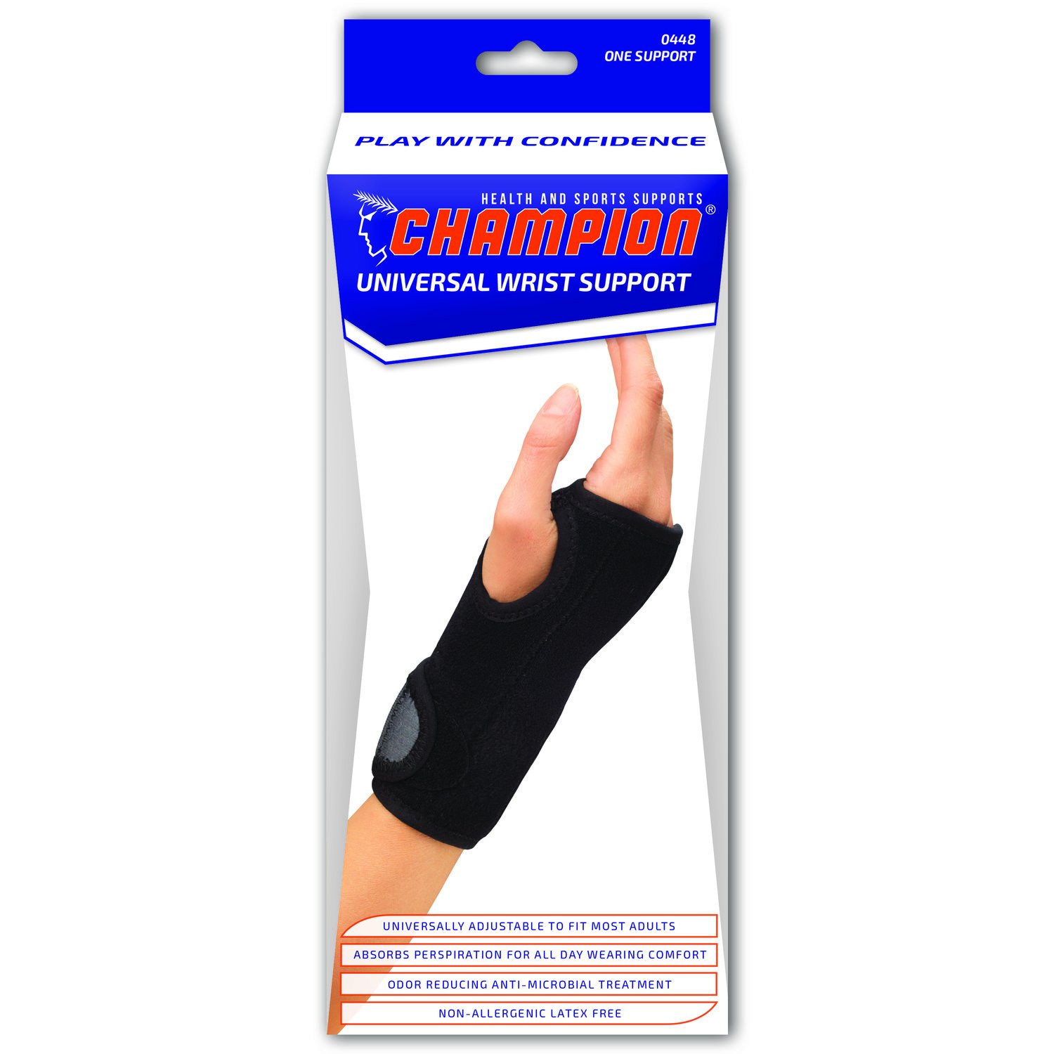 Champion Wrist Support, Universal Fit, Removable Splint, 2-Strap, Airmesh Fabric, Black,