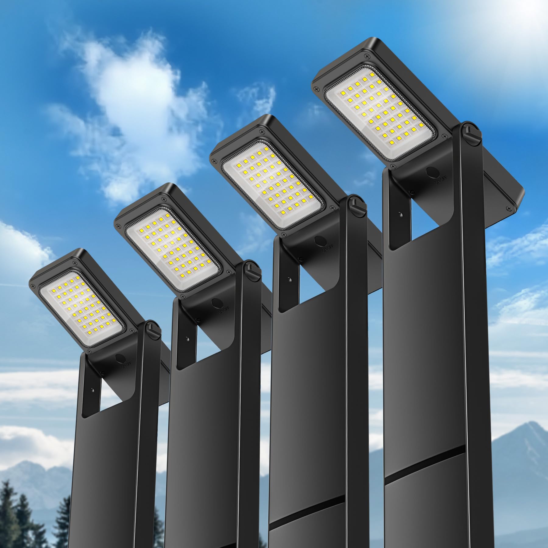 AGOTD Solarleuchte für Außen Garten, 4 Stück Solarlampen mit 3