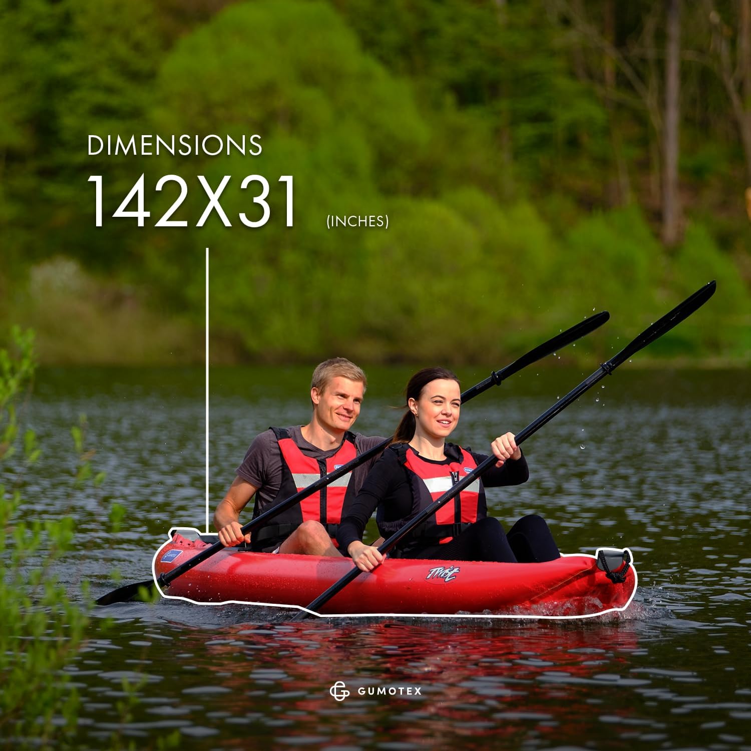 GUMOTEX Inflatable Kayak TWIST 2/1 | Unequivocally the smallest and lightest kayak in our fleet | Removable seats with adjustable backrest for comfortable and dry sitting | Easily convertible from a two-seater to a one-seater version