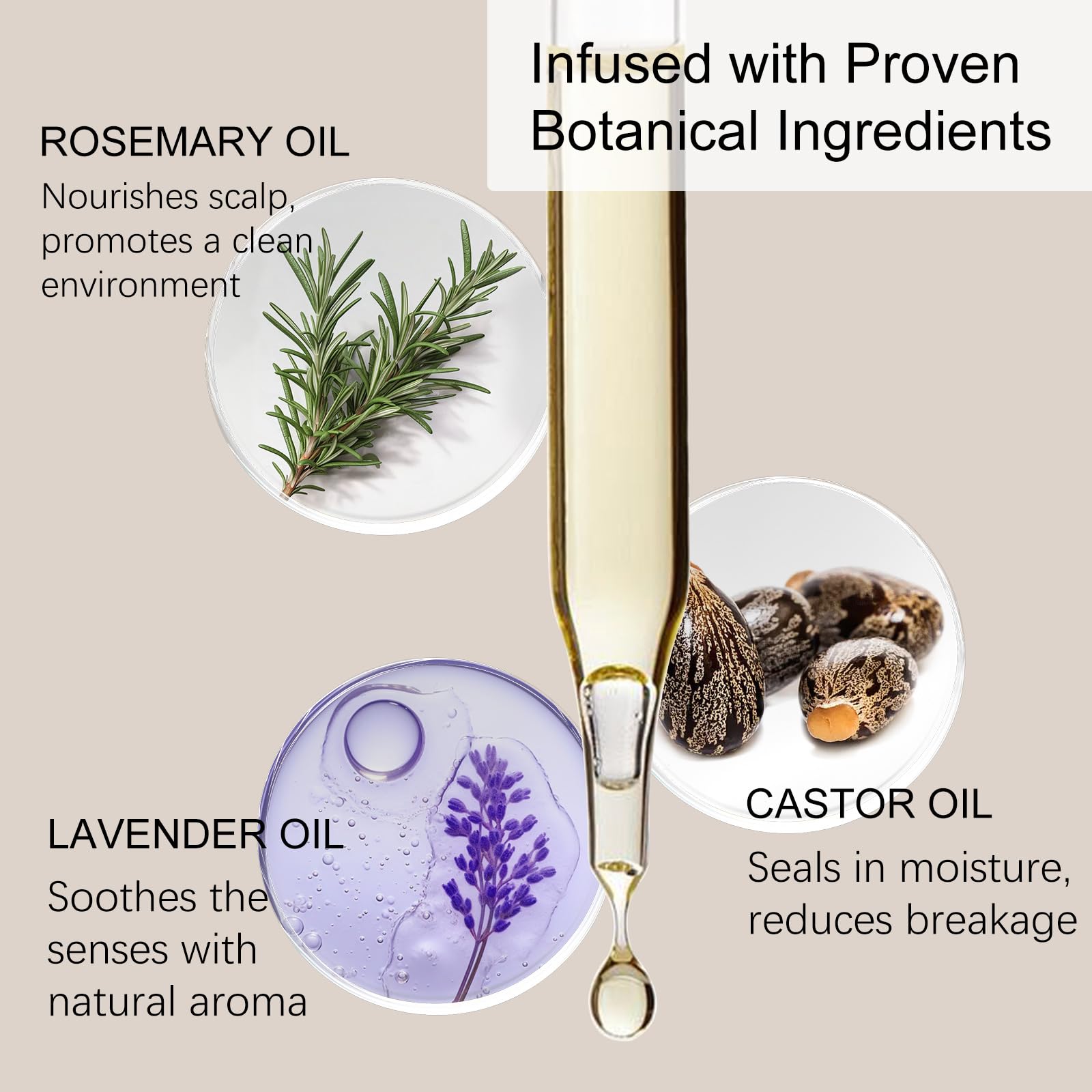 Tratamiento para el cabello y el cuero cabelludo con aceite de ricino y romero | 1 onza líquida | Infusión de lavanda | Fortalece el cabello | Nutritiva y da volumen | Promueve el crecimiento del 4